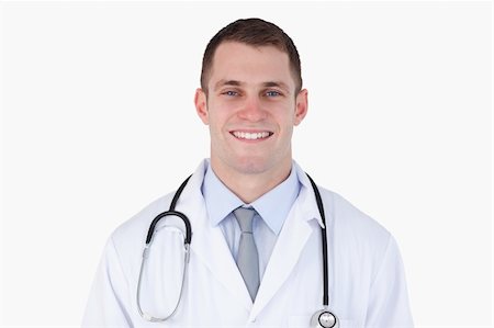 simsearch:400-05710928,k - Close up of confident smiling doctor on white background Stockbilder - Microstock & Abonnement, Bildnummer: 400-05710962