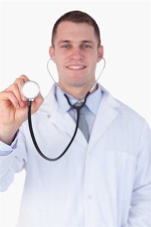 simsearch:400-05710928,k - Close up of doctor with stethoscope on white background Stockbilder - Microstock & Abonnement, Bildnummer: 400-05710970