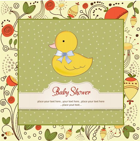 welcome baby card with duck Stock Photo - Budget Royalty-Free & Subscription, Code: 400-05711308