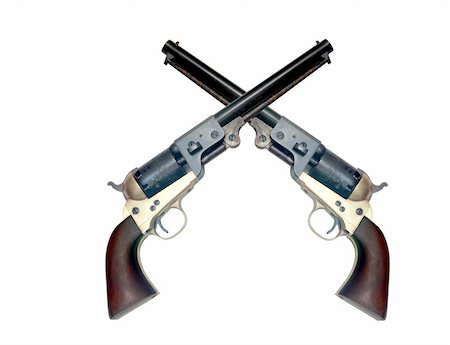 frontier - two old metal colt revolver on white background Stock Photo - Budget Royalty-Free & Subscription, Code: 400-05711426