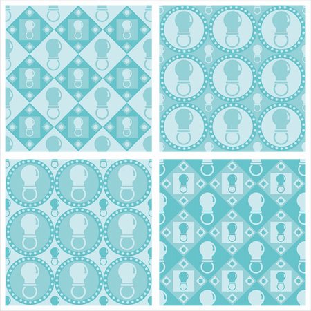 pacifier vector - set of 4  cute blue baby pacifiers pattern Stock Photo - Budget Royalty-Free & Subscription, Code: 400-05711505