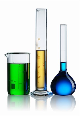 Chemical flasks with reagents over white Stock Photo - Budget Royalty-Free & Subscription, Code: 400-05711615