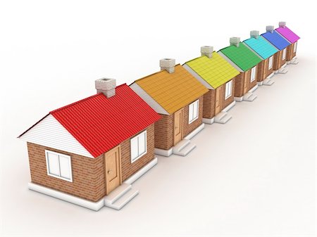 rainbow in architecture - Illustration of seven houses with colour of a rainbow Stock Photo - Budget Royalty-Free & Subscription, Code: 400-05711707