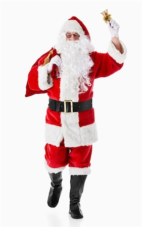 simsearch:400-05711921,k - Santa Claus with a sack and a bell on a white background Stock Photo - Budget Royalty-Free & Subscription, Code: 400-05711907