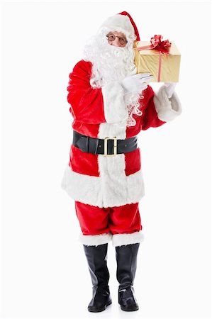 surprised old man with a beard - Santa Claus with a gift on a white background Stock Photo - Budget Royalty-Free & Subscription, Code: 400-05711913