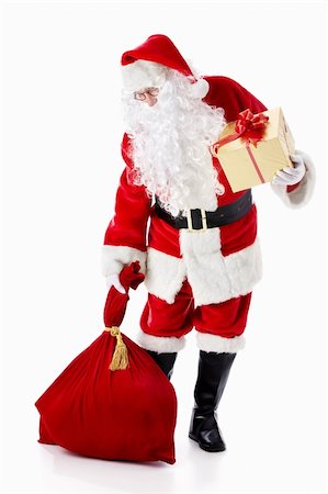 simsearch:400-06639922,k - Santa Claus with a bag and a gift on a white background Stock Photo - Budget Royalty-Free & Subscription, Code: 400-05711920