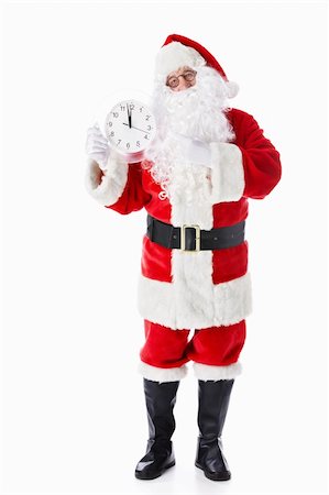 simsearch:400-05711921,k - Santa Claus with a clock on a white background Stock Photo - Budget Royalty-Free & Subscription, Code: 400-05711921