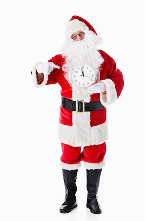 simsearch:400-05711909,k - Santa Claus with clock isolated Stock Photo - Budget Royalty-Free & Subscription, Code: 400-05711922