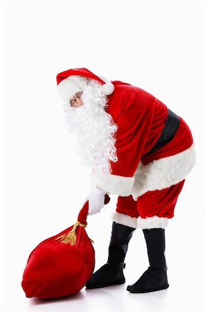 simsearch:400-06639922,k - Santa Claus with a bag on a white background Stock Photo - Budget Royalty-Free & Subscription, Code: 400-05711923