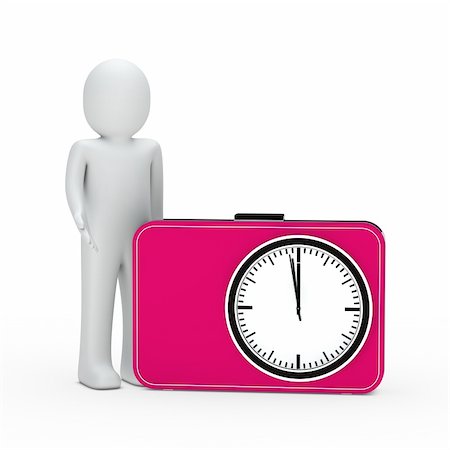 3d man standing next pink time clock Stock Photo - Budget Royalty-Free & Subscription, Code: 400-05712096
