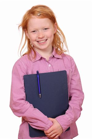 simsearch:400-05712134,k - Portrait of a young red haired schoolgirl on white background Foto de stock - Super Valor sin royalties y Suscripción, Código: 400-05712136
