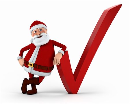 Cartoon Santa Claus with check mark - high quality 3d illustration Foto de stock - Super Valor sin royalties y Suscripción, Código: 400-05712162