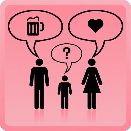 Vector Man & Woman and child icon over pink background, the concept of different  thought. Stock Photo - Budget Royalty-Free & Subscription, Code: 400-05712206