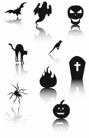 dressing up as a cat for halloween - Halloween icon set in black Stock Photo - Budget Royalty-Free & Subscription, Code: 400-05712679