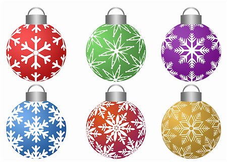 simsearch:400-06423062,k - Colorful Ornaments with Snowflakes Pattern Design Isolated on White Background Photographie de stock - Aubaine LD & Abonnement, Code: 400-05712892