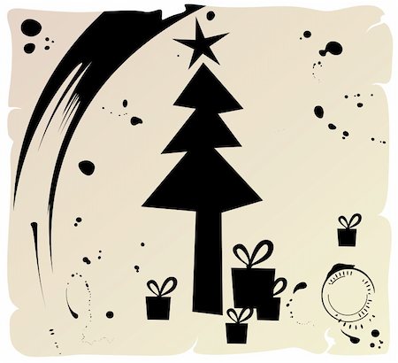 Grunge Christmas Tree on paper, vector eps8 illustration Stock Photo - Budget Royalty-Free & Subscription, Code: 400-05712904