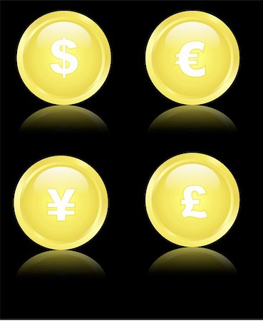 simsearch:625-00801062,k - Set of 4 golden icons with currency signs Stockbilder - Microstock & Abonnement, Bildnummer: 400-05712910