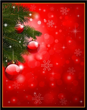 simsearch:400-04264886,k - red christmas background with bright baubles and christmas tree Foto de stock - Royalty-Free Super Valor e Assinatura, Número: 400-05712928