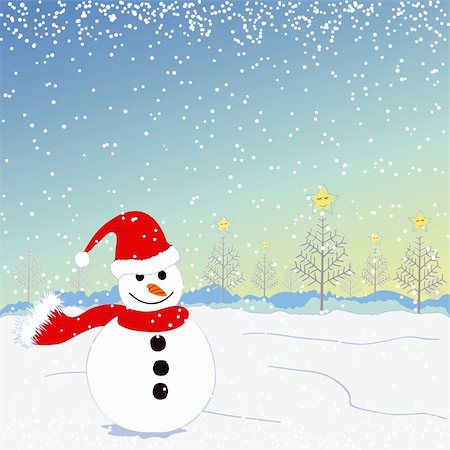 simsearch:400-04048124,k - Christmas greeting snowman on white snow land Stock Photo - Budget Royalty-Free & Subscription, Code: 400-05712960