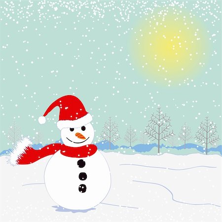 simsearch:400-04048124,k - Christmas greeting snowman on white snow land Stock Photo - Budget Royalty-Free & Subscription, Code: 400-05712961