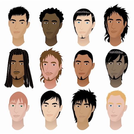 Vector Illustration of 12 men faces. Men Faces #6. Stock Photo - Budget Royalty-Free & Subscription, Code: 400-05712977
