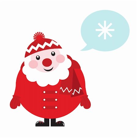 simsearch:400-07464688,k - Cute vector cartoon Santa thinking. Illustration in retro style. Photographie de stock - Aubaine LD & Abonnement, Code: 400-05713069