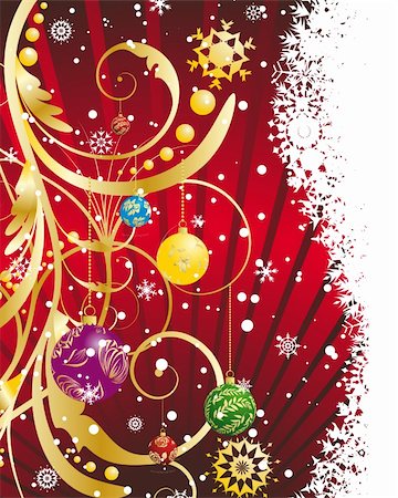 simsearch:400-05715740,k - Christmas (New Year) card for design use. Vector illustration. Photographie de stock - Aubaine LD & Abonnement, Code: 400-05713233