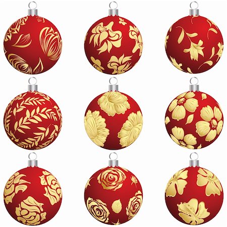 simsearch:400-04411980,k - Set of Christmas (New Year) balls for design use. Vector illustration. Fotografie stock - Microstock e Abbonamento, Codice: 400-05713244