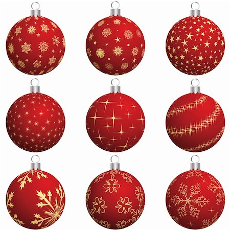 simsearch:400-04411980,k - Set of Christmas (New Year) balls for design use. Vector illustration. Fotografie stock - Microstock e Abbonamento, Codice: 400-05713243