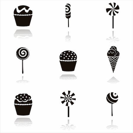 set of 9 black desserts icons Stock Photo - Budget Royalty-Free & Subscription, Code: 400-05713488