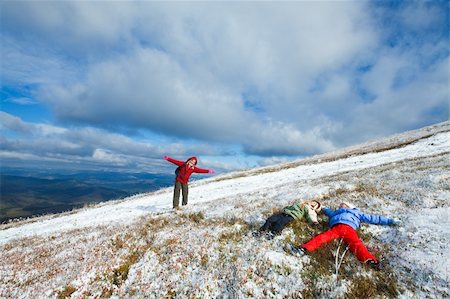 October Carpathian mountain Borghava plateau with first winter snow (and mother with children) Stock Photo - Budget Royalty-Free & Subscription, Code: 400-05713510