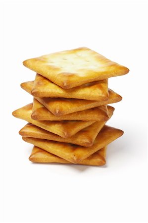 snack cracker white background - Stack of square shape crackers on white background Stock Photo - Budget Royalty-Free & Subscription, Code: 400-05713563