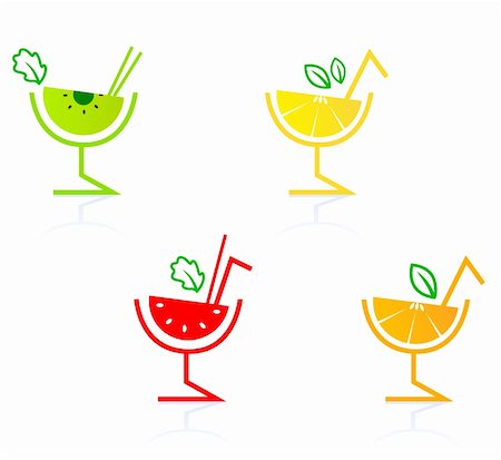 simsearch:400-04913445,k - Fruit drinks for your party - kiwi, lemon, strawberry & orange. Vector Photographie de stock - Aubaine LD & Abonnement, Code: 400-05713593