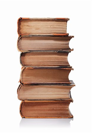 A Stack of old yellowed antique books isolated on white with natural reflection. Stock Photo - Budget Royalty-Free & Subscription, Code: 400-05713623