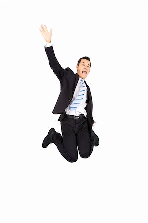 happy asian businessman jumping and isolated Stock Photo - Budget Royalty-Free & Subscription, Code: 400-05713754