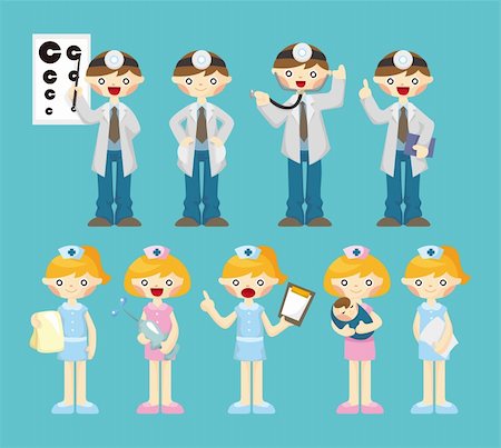 cartoon doctor and nurse icon Stock Photo - Budget Royalty-Free & Subscription, Code: 400-05713928