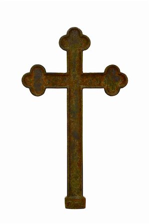 simsearch:400-06087640,k - Old rusty metal cross isolated on white Stock Photo - Budget Royalty-Free & Subscription, Code: 400-05713921