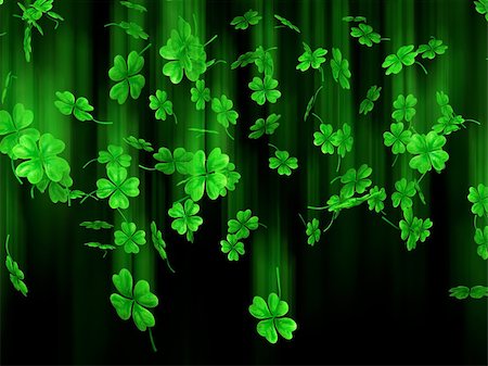 st patrick - 3D illustration of falling shamrock leaves Saint Patrick's day symbol isolated on black background Foto de stock - Super Valor sin royalties y Suscripción, Código: 400-05724095