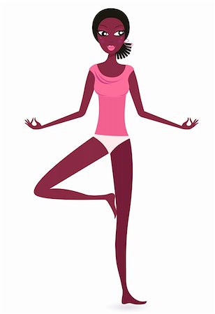 Woman excercising yoga asana. Vector Illustration Stock Photo - Budget Royalty-Free & Subscription, Code: 400-05724519