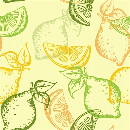 vector citrus seamless pattern on a green background Stock Photo - Budget Royalty-Free & Subscription, Code: 400-05724776