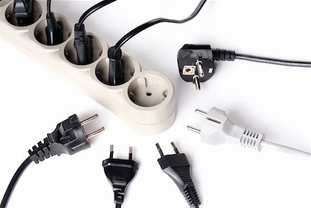 simsearch:400-06093210,k - Many power supply plugs and only one free outlet isolated on white Stock Photo - Budget Royalty-Free & Subscription, Code: 400-05725330