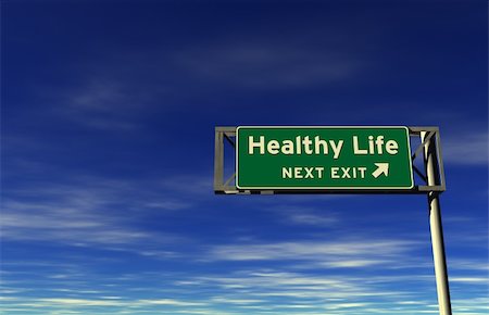 simsearch:400-05730311,k - Super high resolution render of freeway sign, next exit ... Healthy Life! Stockbilder - Microstock & Abonnement, Bildnummer: 400-05725752