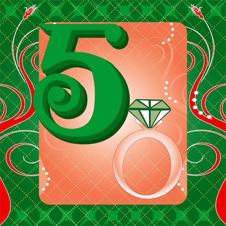 Vector Illustration Card for the 12 days of Christmas. Five Golden Rings. Stock Photo - Budget Royalty-Free & Subscription, Code: 400-05725903