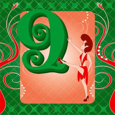 Vector Illustration Card for the 12 days of Christmas. Nine Ladies Dancing. Stock Photo - Budget Royalty-Free & Subscription, Code: 400-05725924