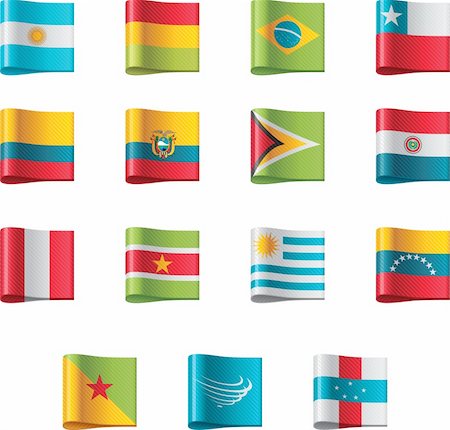 south american country peru - Set of detailed flags as textile ribbon tags Stock Photo - Budget Royalty-Free & Subscription, Code: 400-05725926