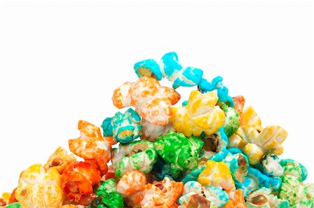 popcorn white background - a pile of caramel corn of different colors on a white background Stock Photo - Budget Royalty-Free & Subscription, Code: 400-05725922