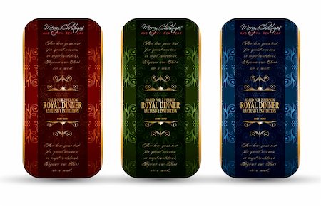 simsearch:400-05750375,k - Christmas Vertical Banner with place for text to use for dinner elegant invitation. The seamless background behind is complete and included. Foto de stock - Super Valor sin royalties y Suscripción, Código: 400-05725948