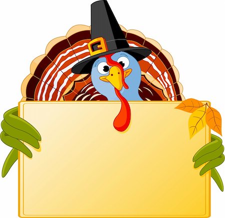 simsearch:400-04214796,k - Cartoon turkey over blank sign Stockbilder - Microstock & Abonnement, Bildnummer: 400-05726029