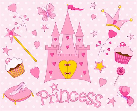 Colorful set of Sweet Princess Icons Foto de stock - Super Valor sin royalties y Suscripción, Código: 400-05726020
