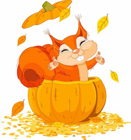 Squirrel jumping out from a pumpkin Stock Photo - Budget Royalty-Free & Subscription, Code: 400-05726023